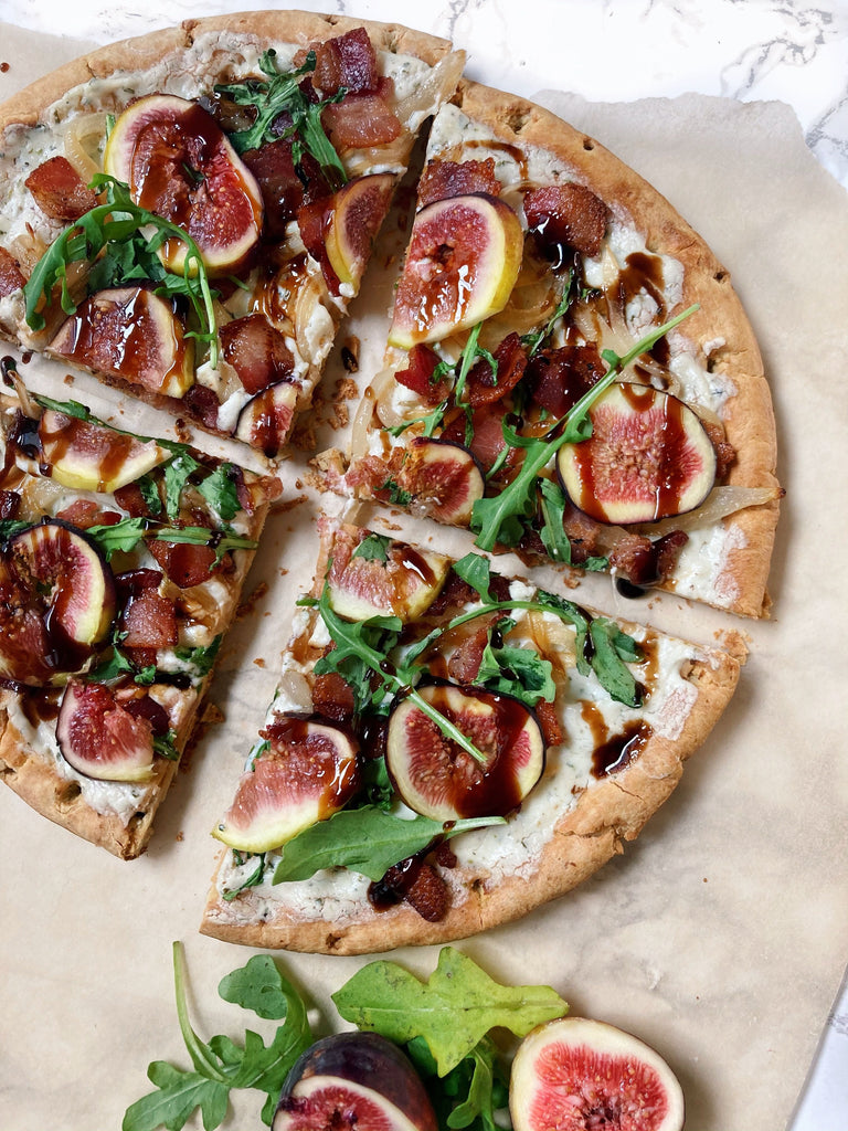 Goat Cheese & Arugula Pizza w/ Balsamic, Fig, and Mushrooms