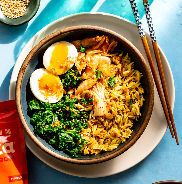 Chickpea Rice with Kimchi & Soft Eggs