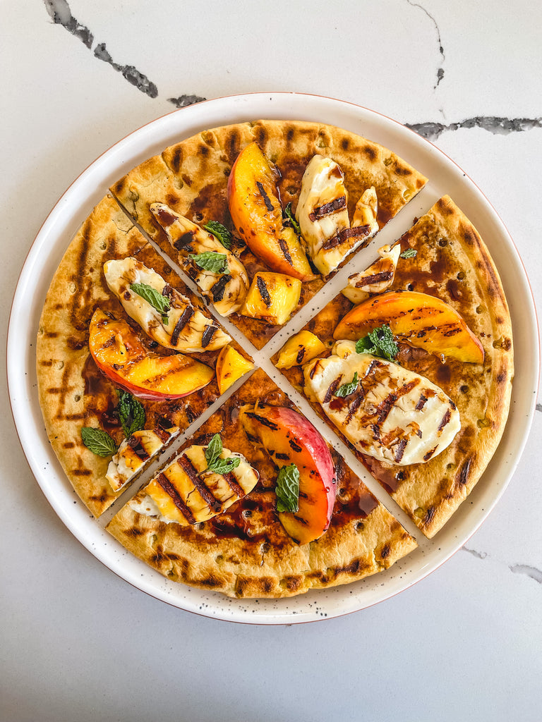 Grilled Peach & Halloumi Pizza