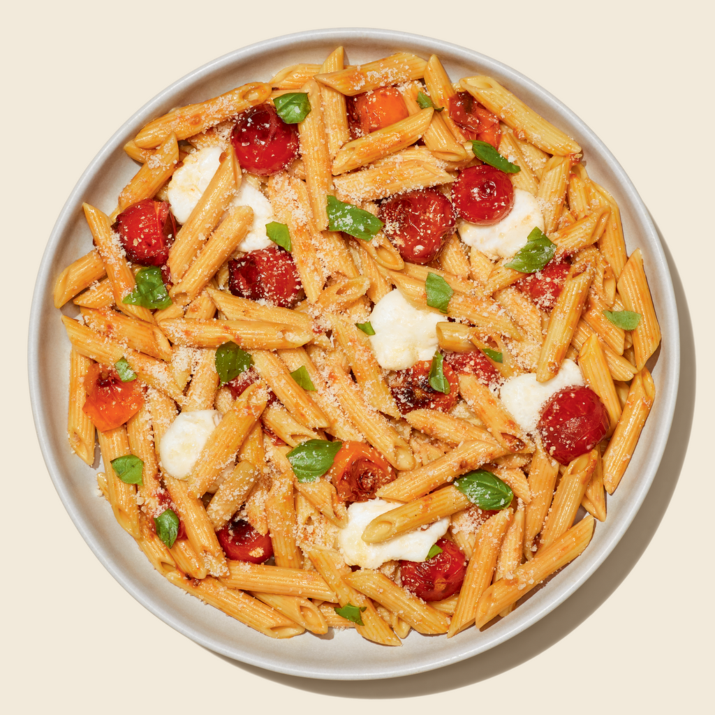 Penne with Smashed Tomato Sauce and Mozzarella
