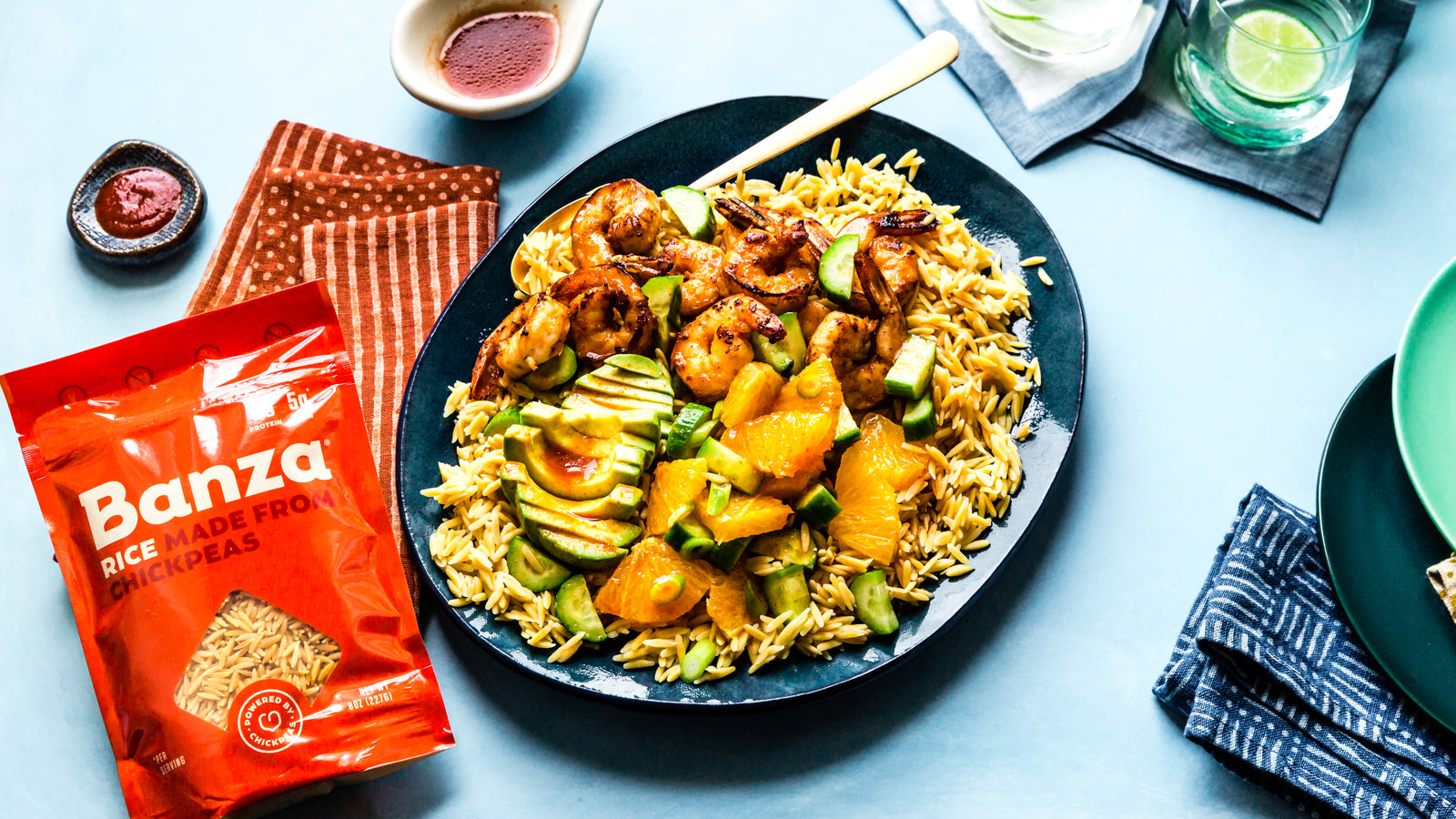 Chickpea Rice Bowl with Shrimp & Oranges