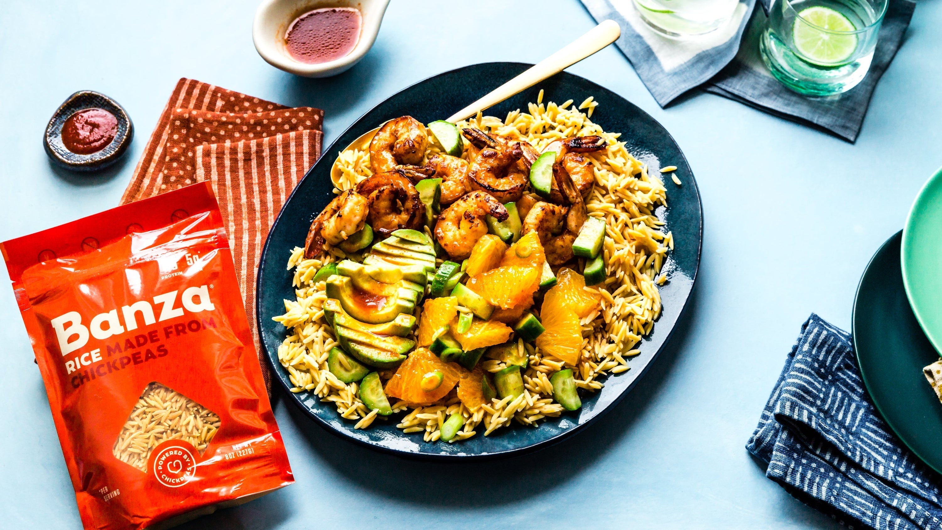 Chickpea Rice Bowl with Shrimp & Oranges