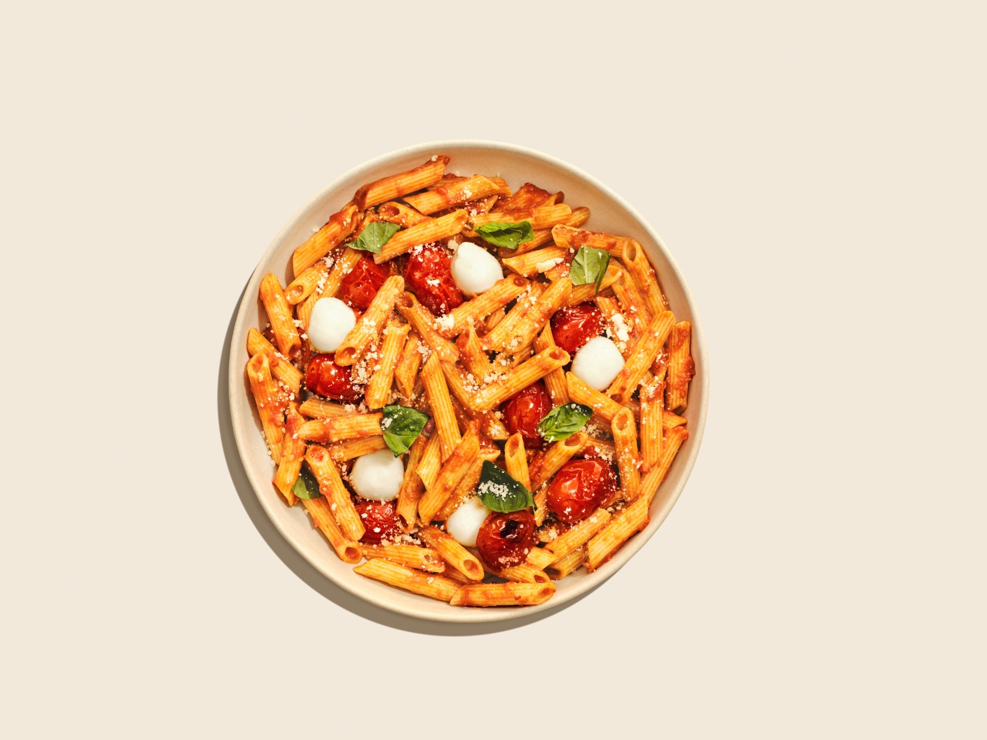 Penne with Smashed Tomato Sauce and Mozzarella