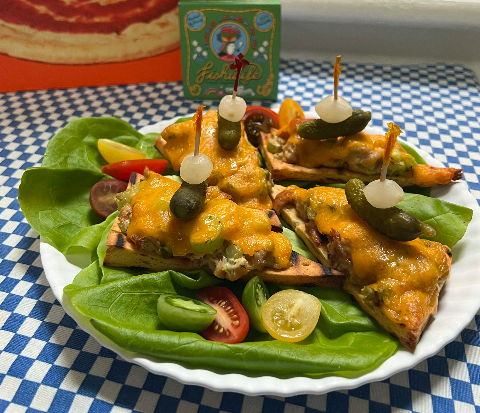 Smoked Trout Melt with Banza Crust