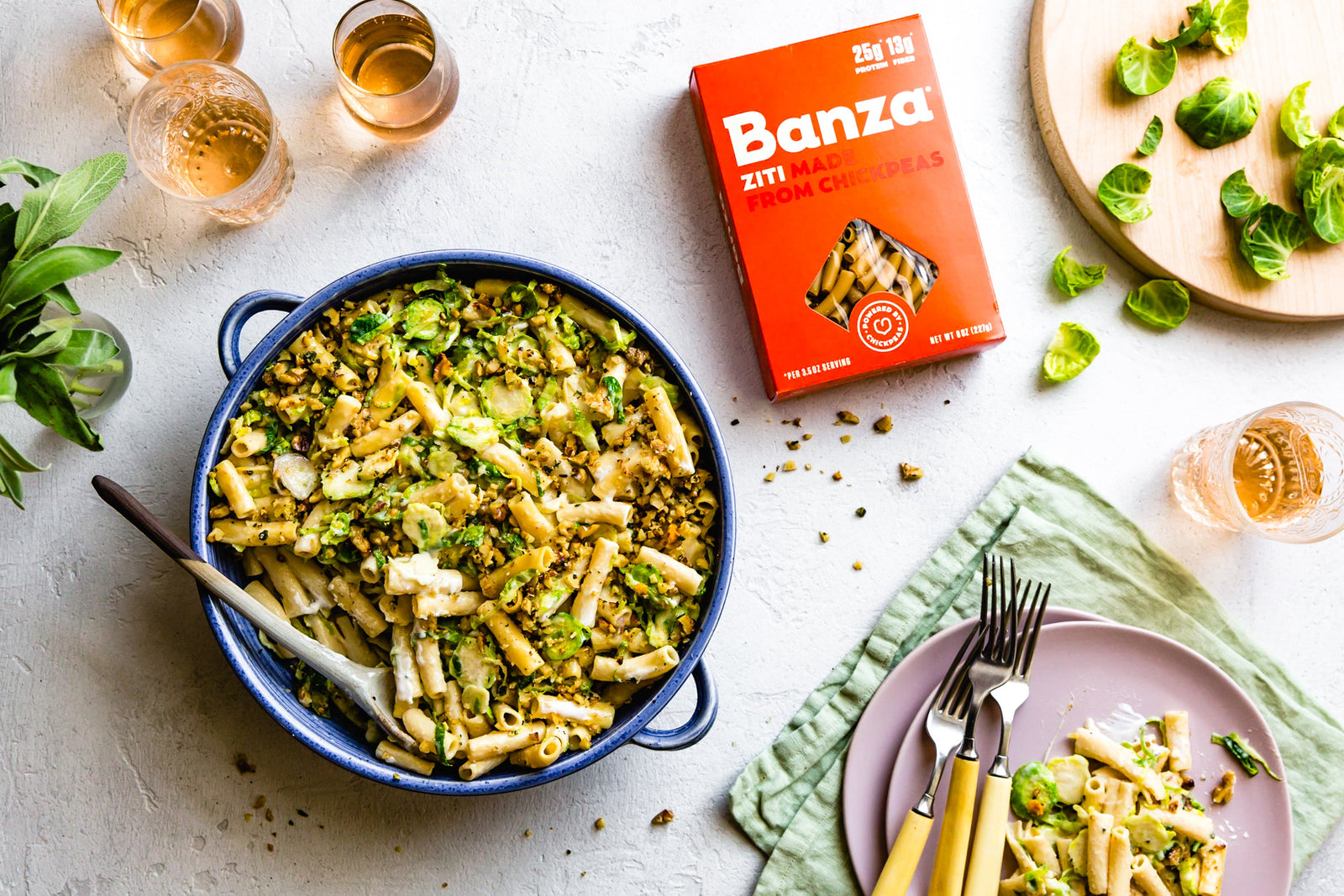 Horneado de coles de Bruselas Ziti 