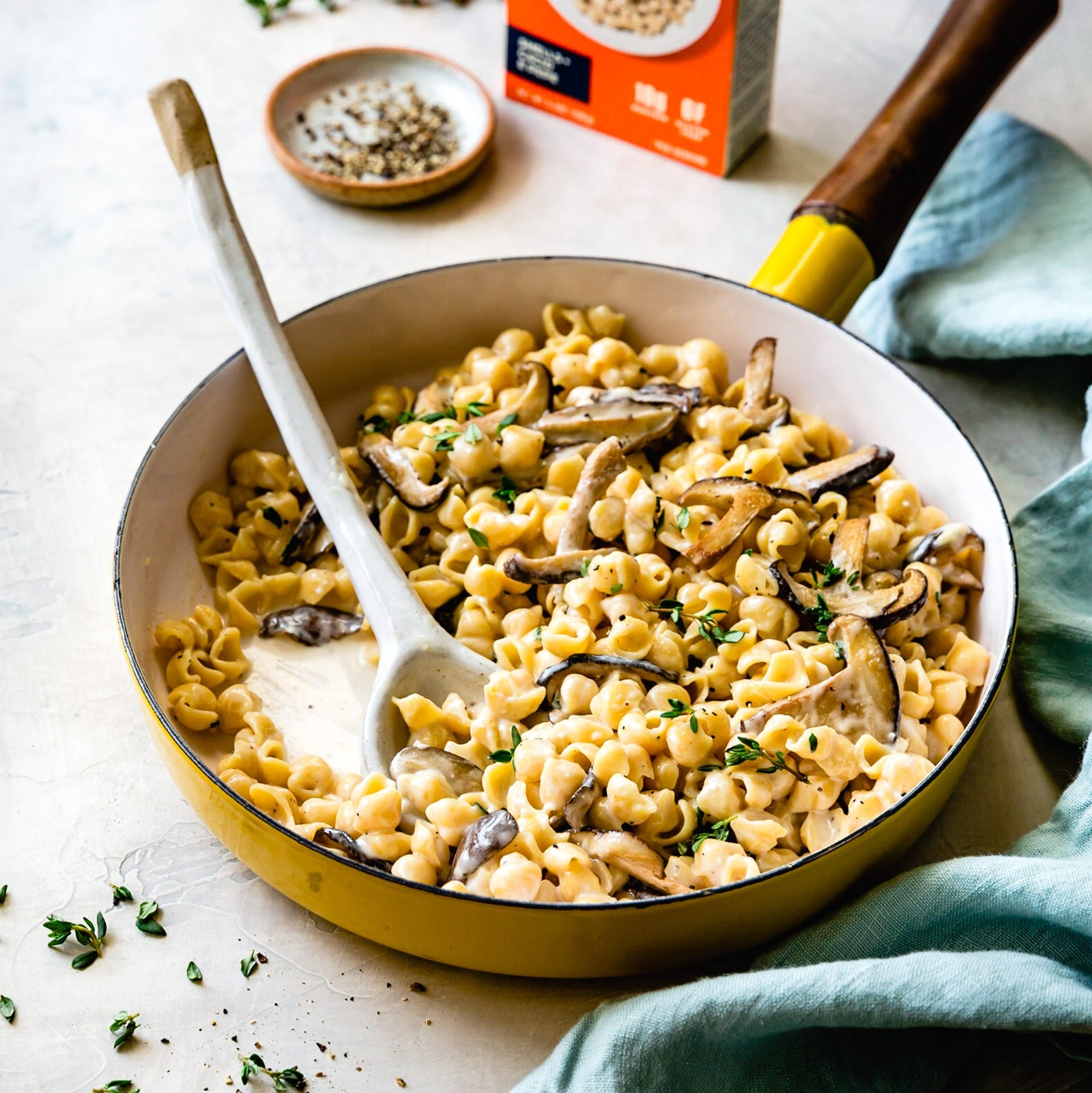 Cacio E Pepe with Thyme Roasted Mushrooms