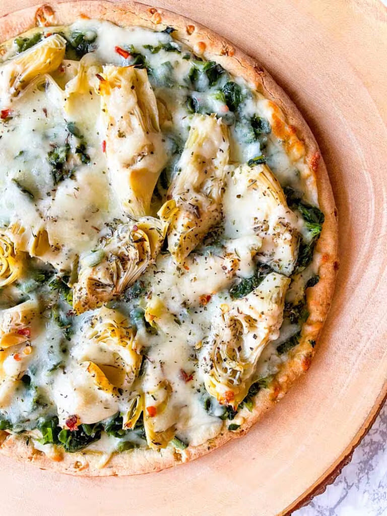 This Spinach Artichoke Pizza is Basically Artichoke Basille's but in Gluten-Free Form