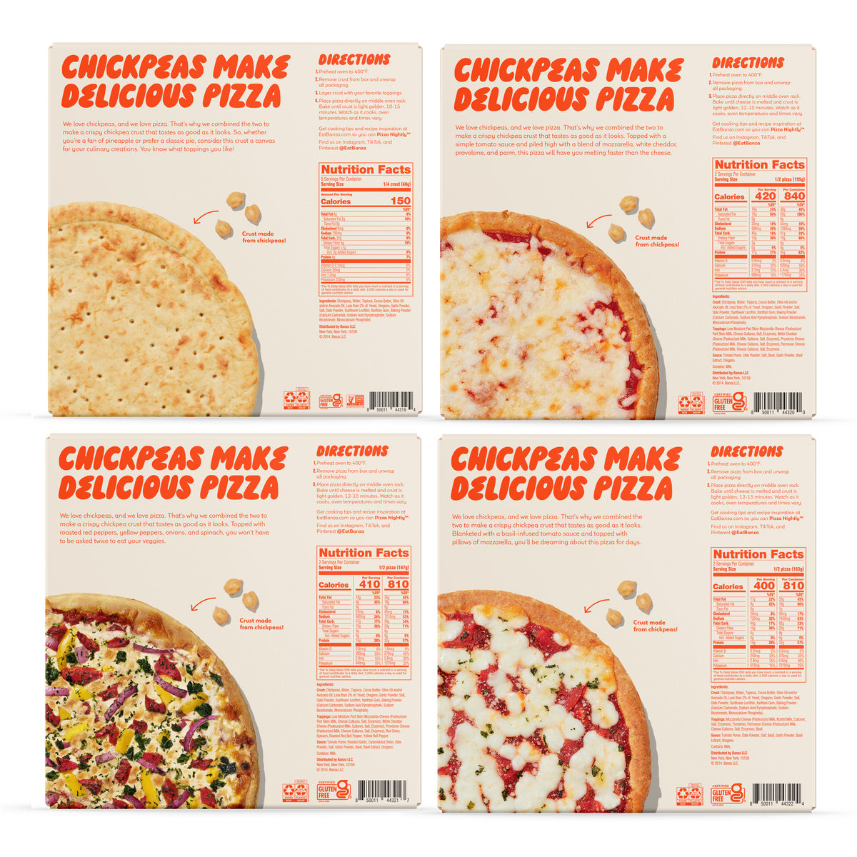 Paquete de 4 variedades de pizza más vendidas