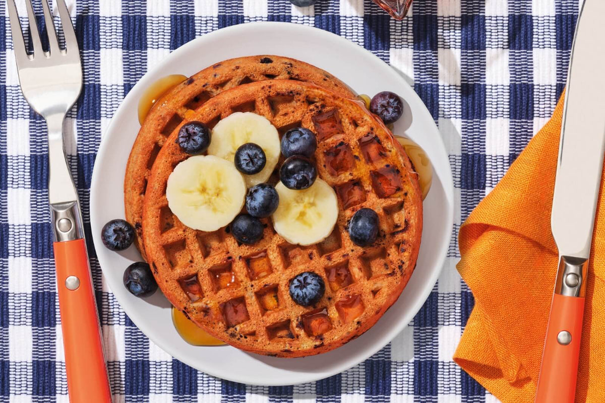 Waffles proteicos de arándanos
